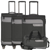 Travelite Viia - 4-Rollen-Trolley Set 4tlg. S/M erw./L erw. + Reisetasche (Schiefer)