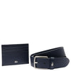 Lacoste Accessory Gift Set - Credit Card Holder 6cc and Leather Belt (Light Adriatic Blue, 105 cm)