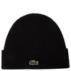 Lacoste Unisex Beanie - Ribbed Wool Hat (black)