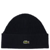 Lacoste Unisex Beanie - Ribbed Wool Hat (navy blue)