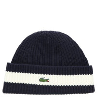 Lacoste Unisex Beanie - Mütze aus gerippter Wolle (navy blue/flour)