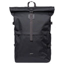 Sandqvist Icon Rolltop - Rucksack L 16" 65 cm erw. (black/ black with black leather)