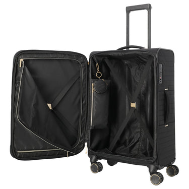 Travelite BARBARA Stepp - 4 - Rollen - Trolley M 68 cm erw. (schwarz, 68 cm) - Markenkoffer