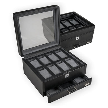 Windrose Tempora - Uhrenkoffer (für 8 Uhren) 26.5 cm (schwarz) - Ansicht 2